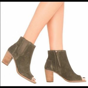 TOMS Majorca Suede open toed heeled booties